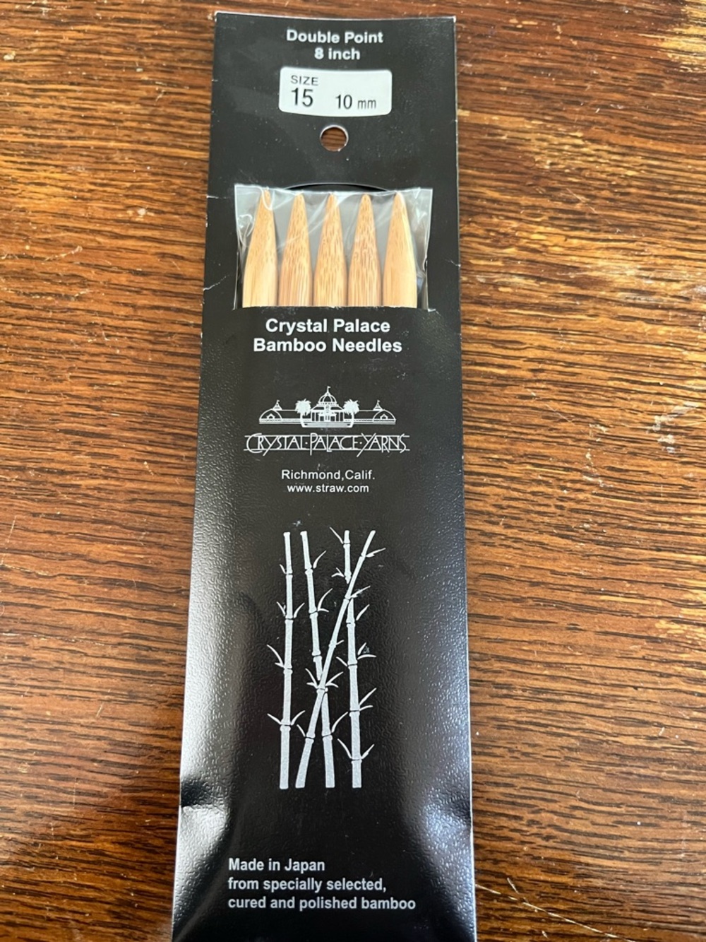 Crystal Palace double point knitting needles size 15 bamboo